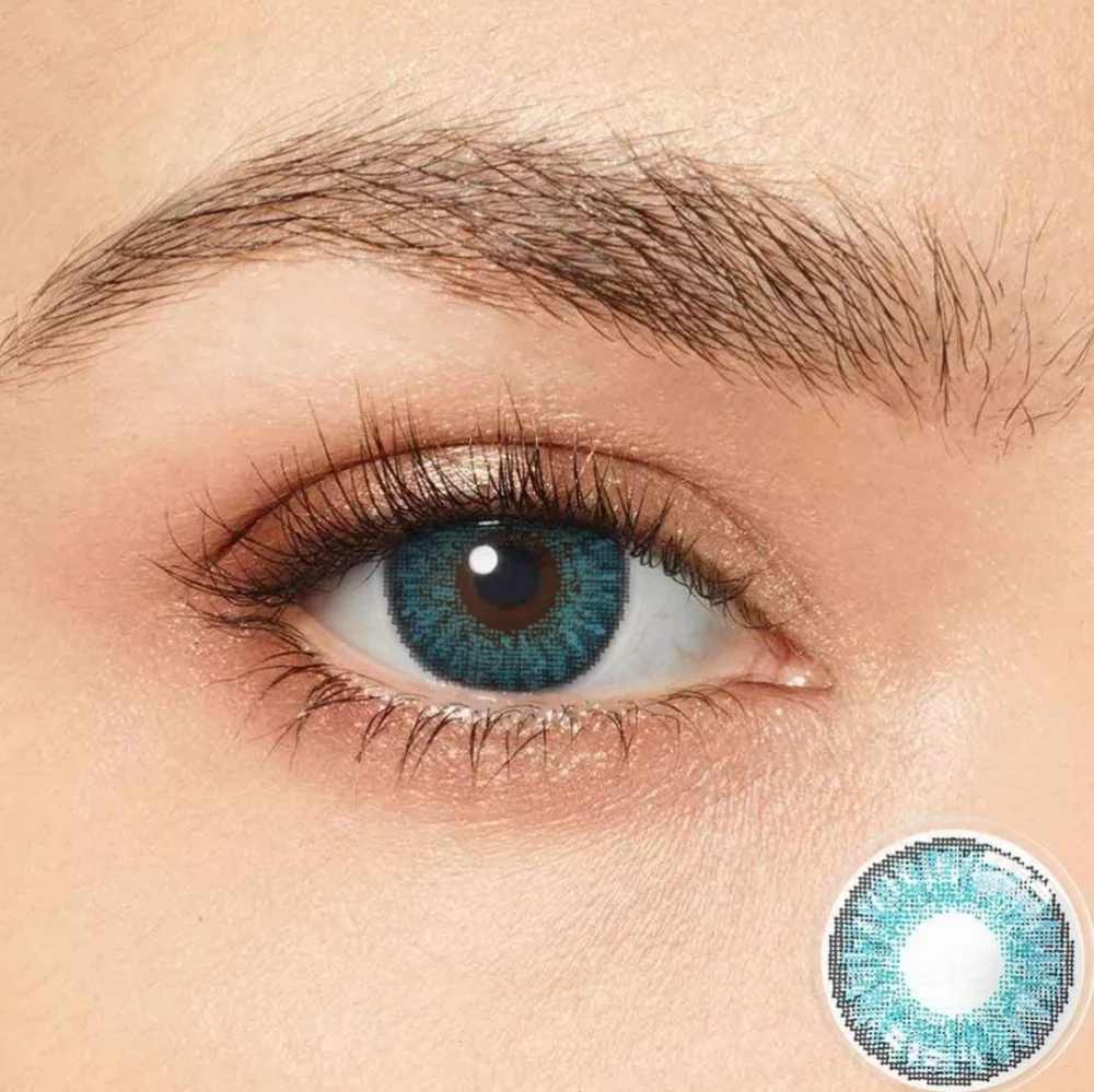 3 Tone Colored Lenses in "Brilliant Blue" Eye Makeup Blue Eyes - Picture 1 of 14